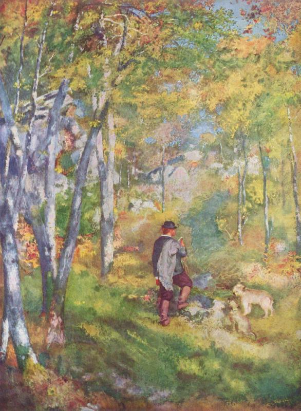 Jules le Coeur et ses chiens dans la foret de Fontainebleau, Pierre-Auguste Renoir